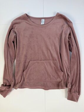 Born Plush Velour Pullover Large Dusty Rose Soft Lounge Top